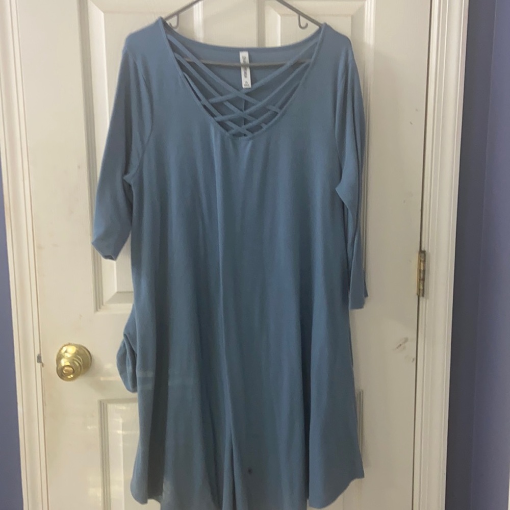 Criss cross neck knit dress